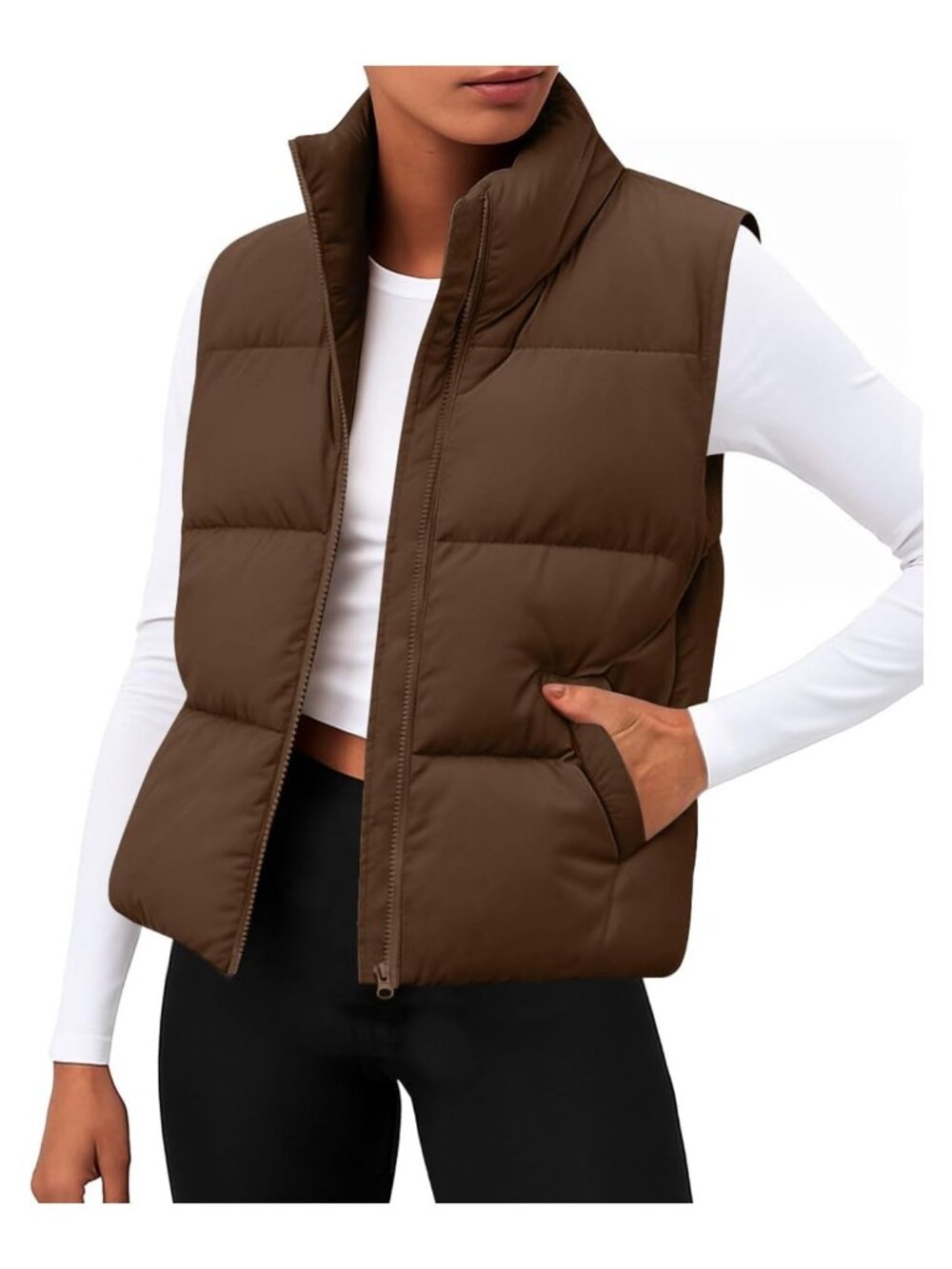 Women's Quilted Puffer Vest Sleeveless Zip Up Winter Warm Layer